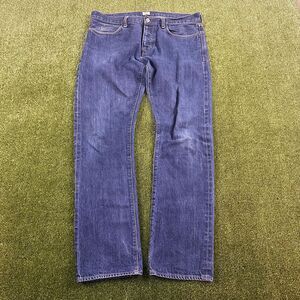 J Crew Jeans Mens 34x32 Blue 484 Slim Raw Indigo Dyed Selvedge Premium Denim